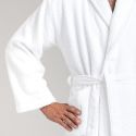 Peignoir coton bouclette col châle à bourdon 450 gsm - blanc