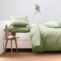 Housse de couette en percale lavée de coton 120 fils - olivier