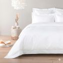 Housse de couette en satin de coton égyptien 320 fils double bourdon blanc