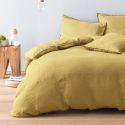 Housse de couette en pur lin lavé français - jaune