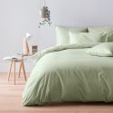 Drap housse en percale lavée de coton 120 fils - olivier