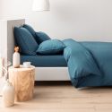 Drap housse en percale de coton 120 fils - bleu