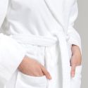 Peignoir velours de coton extérieur/bouclette intérieur 450 gsm  - blanc
