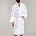 Peignoir velours de coton extérieur/bouclette intérieur 450 gsm  - blanc