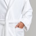 Peignoir velours de coton extérieur/bouclette intérieur 450 gsm  - blanc
