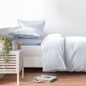 Housse de couette en percale de coton tissé teint oxford bleu