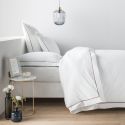 Parure de lit en percale de coton 160 fils avec bourdon bordeaux
