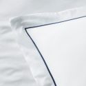 Taie d’oreiller en percale de coton 160 fils avec bourdon bleu