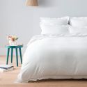 Housse de couette en satin de coton égyptien 120 fils finition jour échelle - blanc