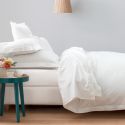 Housse de couette en satin de coton égyptien 120 fils finition jour échelle - blanc