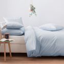 Parure de lit en percale lavée de coton 120 fils - bleu pâle