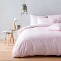 Parure de lit en percale lavée de coton 120 fils - rose pâle