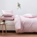 Parure de lit en percale lavée de coton 120 fils - rose pâle