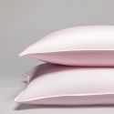 Taie d'oreiller en percale lavée de coton 120 fils - rose pâle