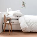 Parure de lit en percale lavée de coton 120 fils - blanc