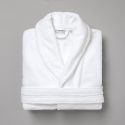 Peignoir velours de coton extérieur/bouclette intérieur 450 gsm  - blanc