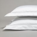Taie d'oreiller en satin de coton égyptien 320 fils double bourdon blanc