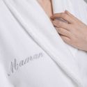 Peignoir velours de coton extérieur/bouclette intérieur 450 gsm  - blanc