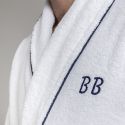 Peignoir coton bouclette col châle à bourdon 450 gsm - blanc