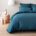 Parure de lit en percale de coton 120 fils - bleu