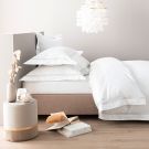 Parure de lit en satin de coton égyptien 320 fils double bourdon argent