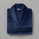 Peignoir velours de coton extérieur/bouclette intérieur 450 gsm  - bleu marine