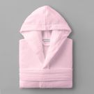 Peignoir velours de coton extérieur/bouclette intérieur 450 gsm  - capuche - rose