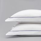 Taie d’oreiller en percale de coton 160 fils avec bourdon bleu