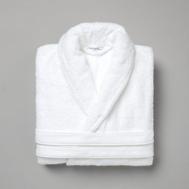 Peignoir coton bouclette col châle à bourdon 450 gsm - blanc