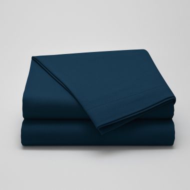 Drap plat en satin de coton égyptien 240 fils - bleu