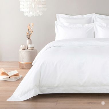 Housse de couette en satin de coton égyptien 320 fils double bourdon blanc