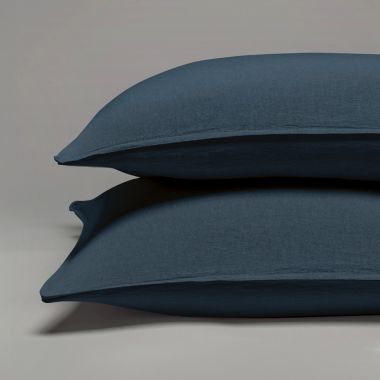 Taie d’oreiller en pur lin lavé français - bleu