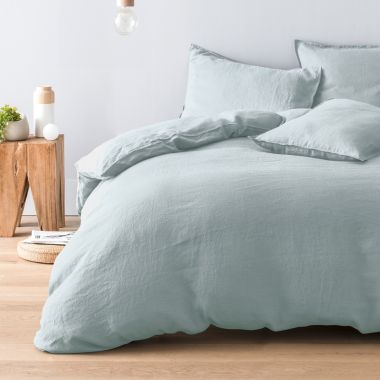 Housse de couette en pur lin lavé français - bleu pâle