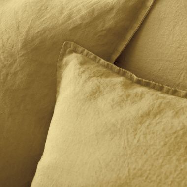 Housse de couette en pur lin lavé français - jaune