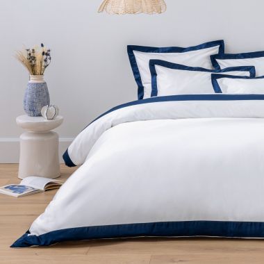 Housse de couette en satin de coton égyptien 240 fils - blanc