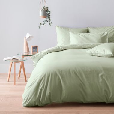 Drap housse en percale lavée de coton 120 fils - olivier