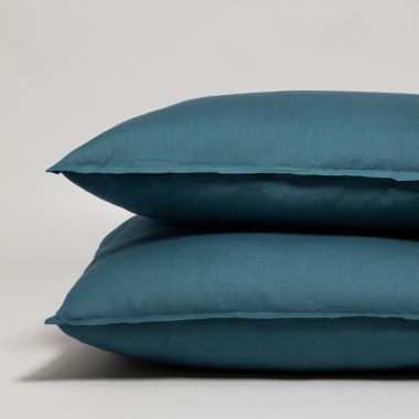 Taie d’oreiller en percale de coton 120 fils - bleu