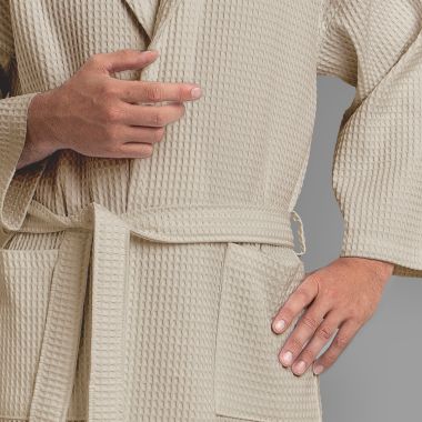 Peignoir de bain en coton nid d’abeille 330 gsm - beige