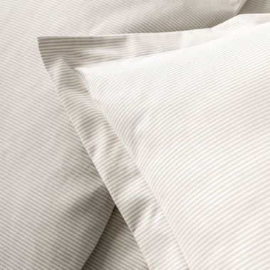 Housse de couette en percale de coton tissé teint oxford beige