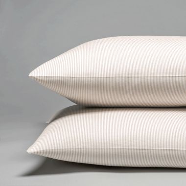 Taie d'oreiller en percale de coton tissé teint oxford beige