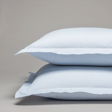 Taie d'oreiller en percale de coton tissé teint oxford bleu