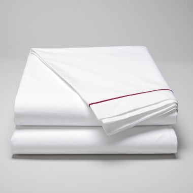 Drap plat en percale de coton 160 fils avec bourdon bordeaux