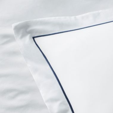 Taie d’oreiller en percale de coton 160 fils avec bourdon bleu