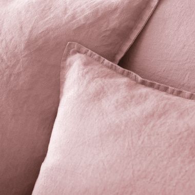 Parure de lit en pur lin lavé français - rose poudrée