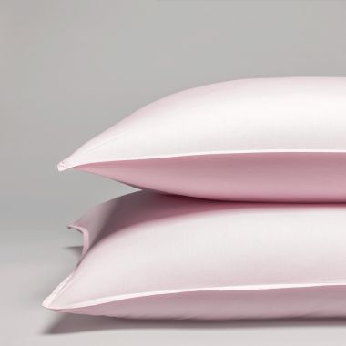 Taie d'oreiller en percale lavée de coton 120 fils - rose pâle
