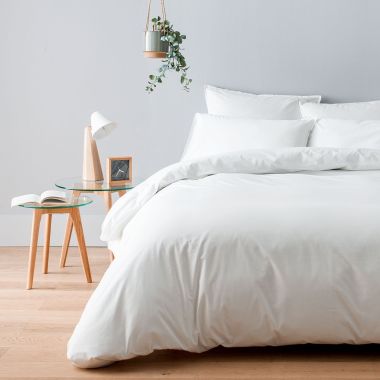 Housse de couette en percale lavée de coton 120 fils - blanc