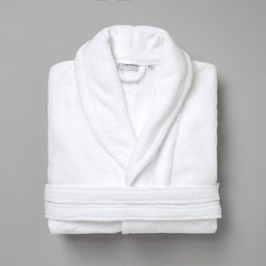 Peignoir velours de coton extérieur/bouclette intérieur 450 gsm  - blanc