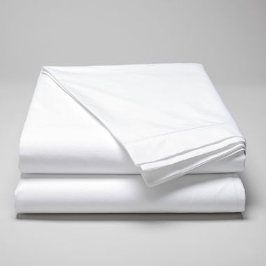 Drap plat en percale de coton 160 fils avec bourdon horizontal