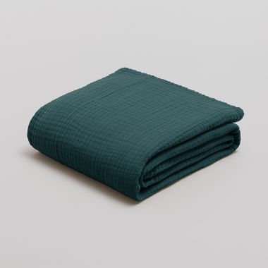 Plaid en quadruple gaze de coton 400 gsm - petrol