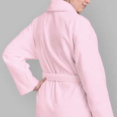 Peignoir velours de coton extérieur/bouclette intérieur 450 gsm  - rose